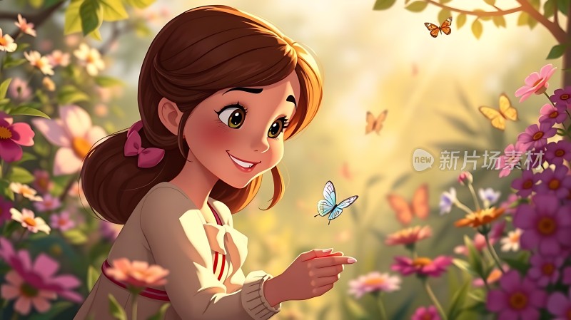 阳光下的蝴蝶女孩