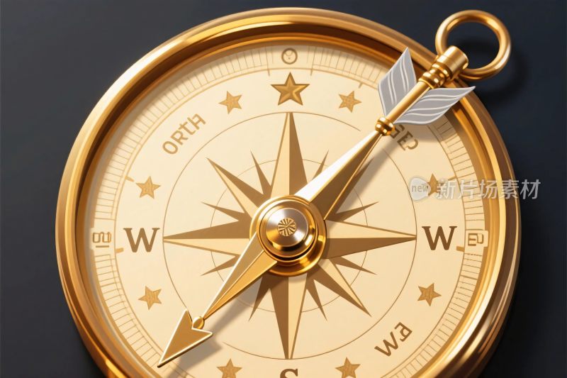 金色指南针罗盘插画