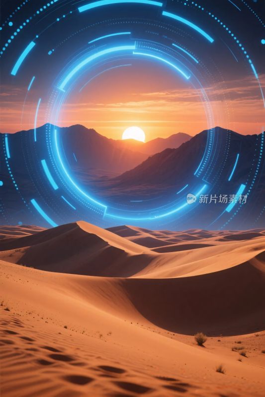 沙漠科幻环形光影