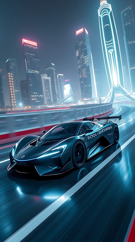 赛博朋克之夜未来座驾疾驰城市