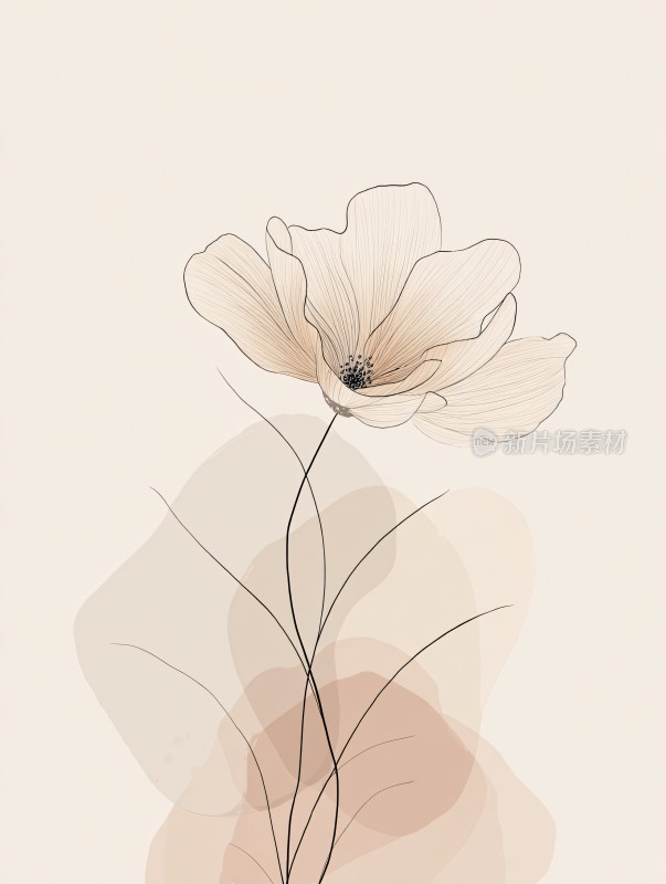 简约线条花朵插画