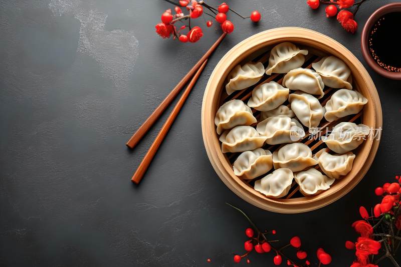 新年背景团圆饺子美食