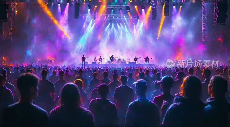 音乐盛宴舞台灯光璀璨观众热情高涨