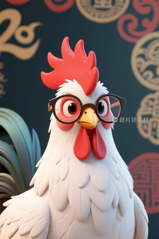 戴眼镜的卡通小鸡
