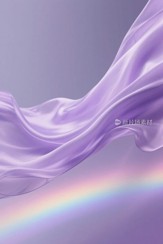 梦幻紫色丝绸飘动插画