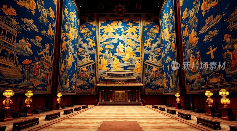 皇家宝殿壁画辉煌金碧辉煌气派非凡