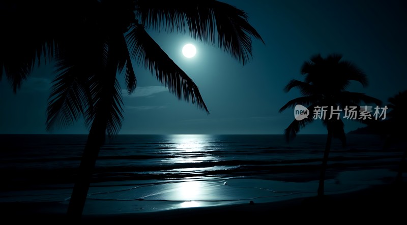 椰林月影海天一色