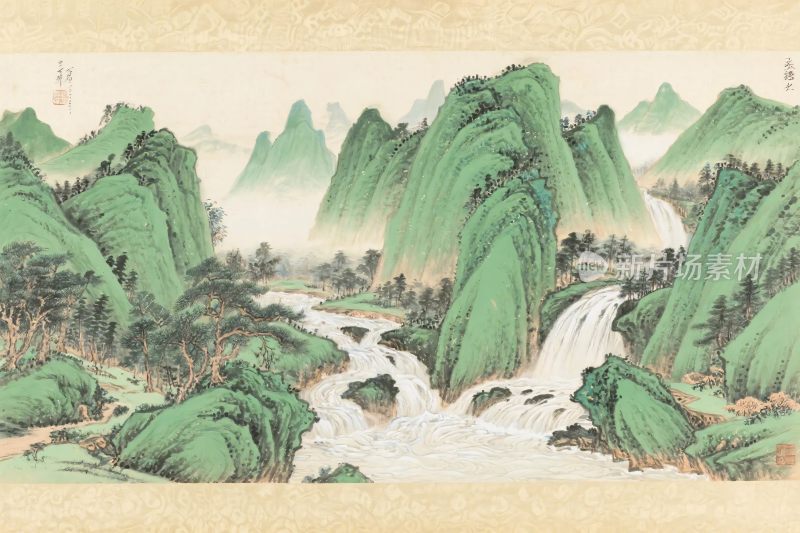 中国山水国画风景