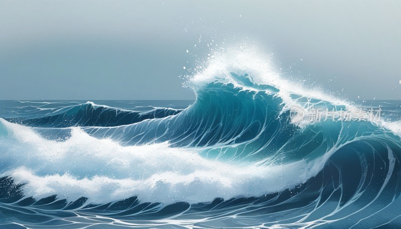 海浪巨浪插画