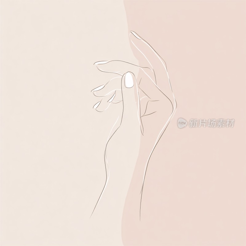 简约线条勾勒的手部插画