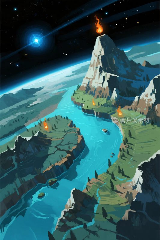 幻想地貌风景插画