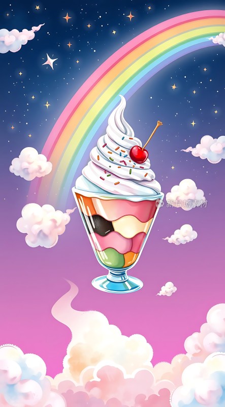 彩虹冰淇淋甜筒