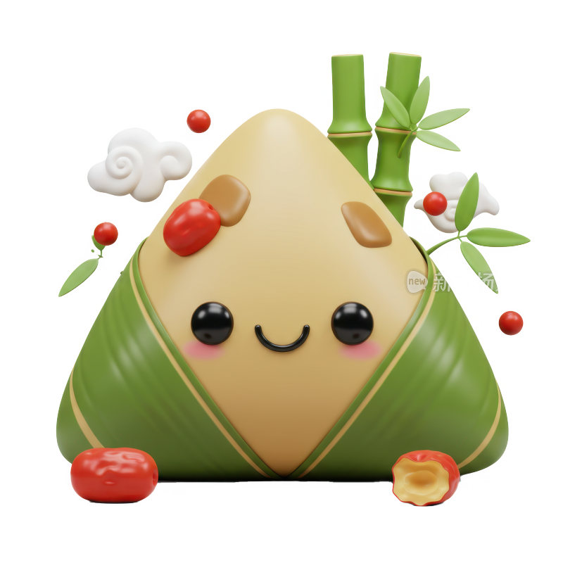 端午节3D卡通粽子元素