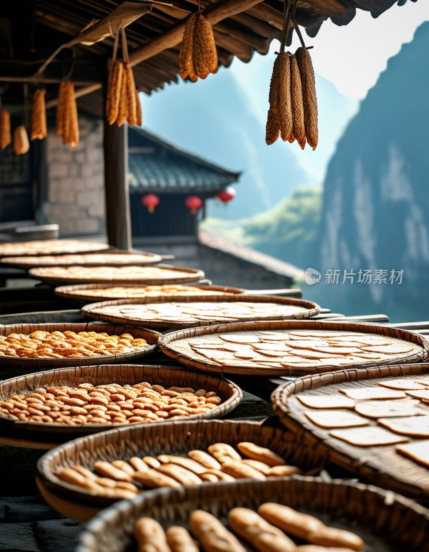 古镇食品晾晒