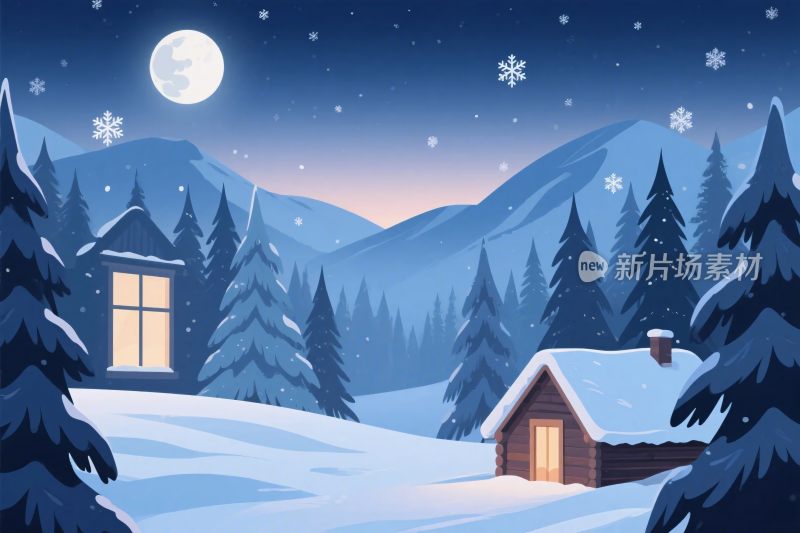 冬日雪景插画