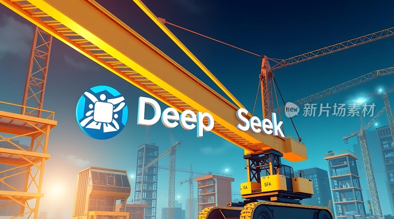 新片场素材DeepSeek之夜——建筑工地上的科技之光