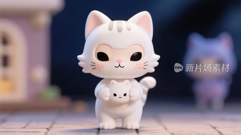 白色猫咪玩偶插画