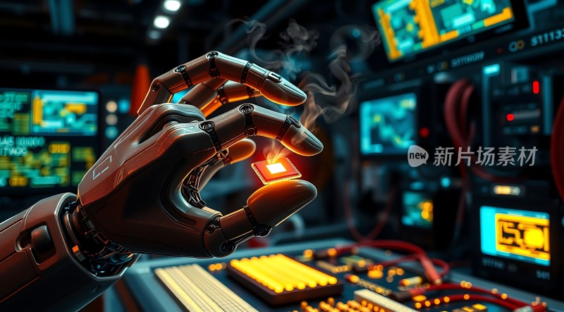 机械手握芯片科技感十足