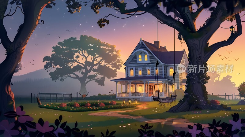 星空下的温馨小屋