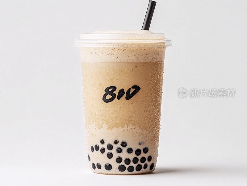 透明杯装珍珠奶茶饮品