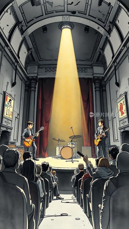 音乐盛宴舞台上的吉他手与观众