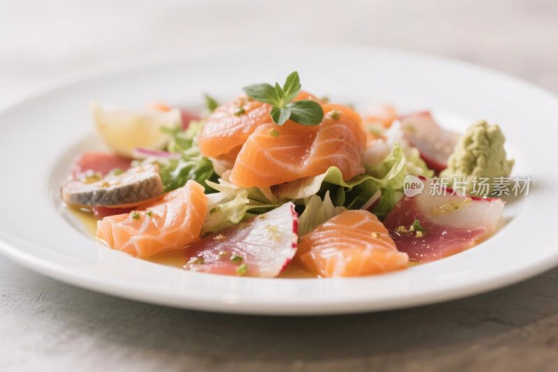 盘中三文鱼沙拉