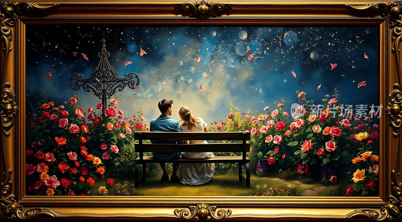 星空下的浪漫花园约会