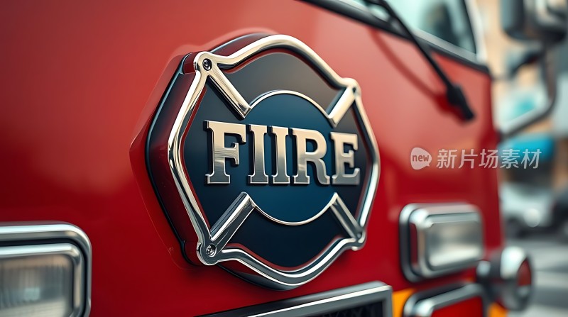 消防车徽章特写