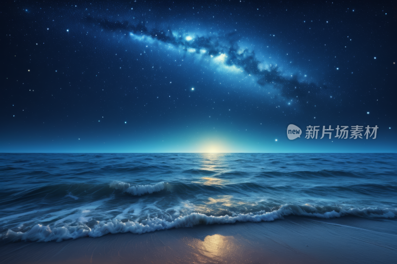 海洋上的星空夜空明亮的星星充满天空图片