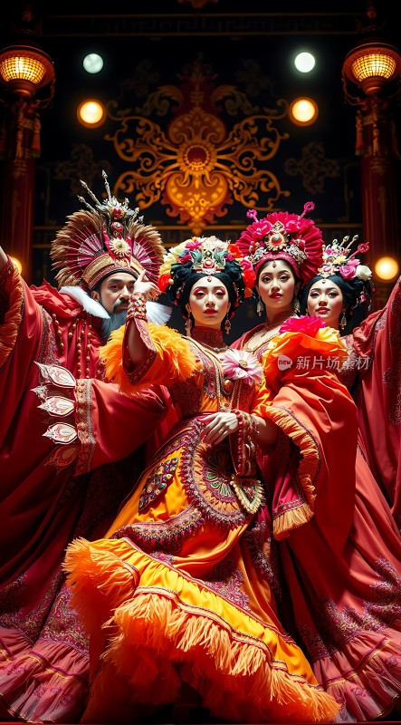 舞台上的华丽服饰与精致头饰