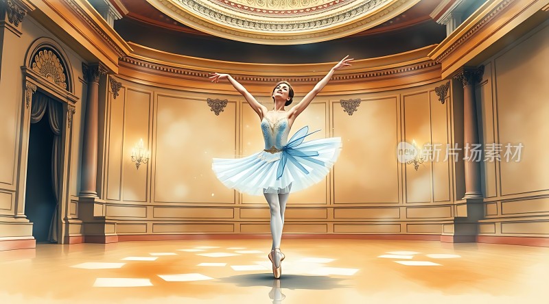 金色大厅中的优雅舞者
