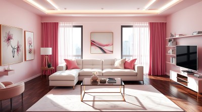 温馨粉色客厅现代简约风格家居 温馨粉色客厅现代简约风格家居