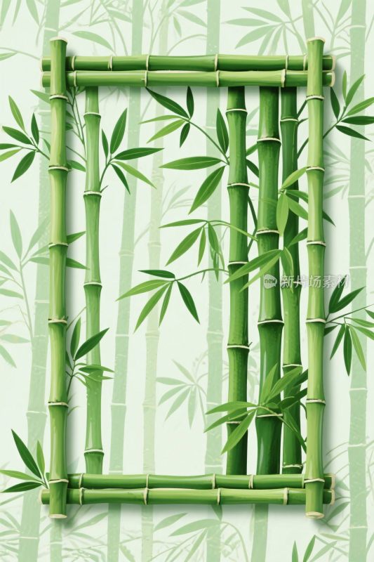 竹框插画背景