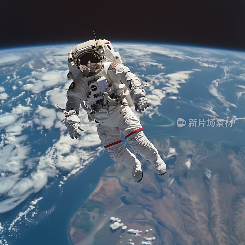宇航员太空漫步地球背景