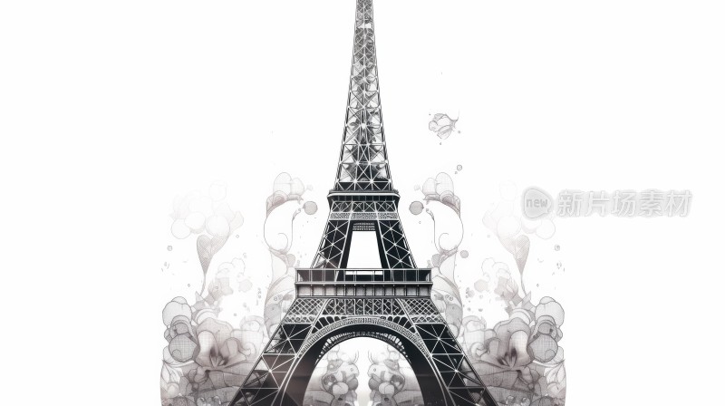 巴黎埃菲尔铁塔插画