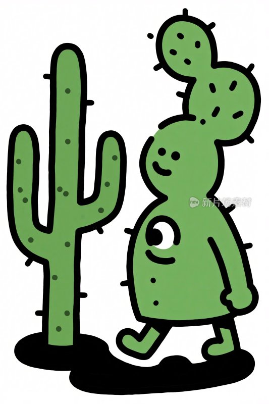 卡通仙人掌拟人插画