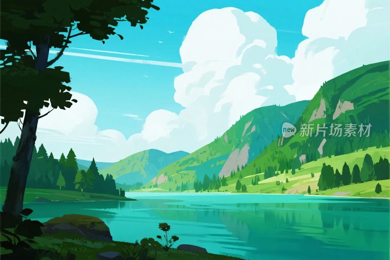 山水风景插画