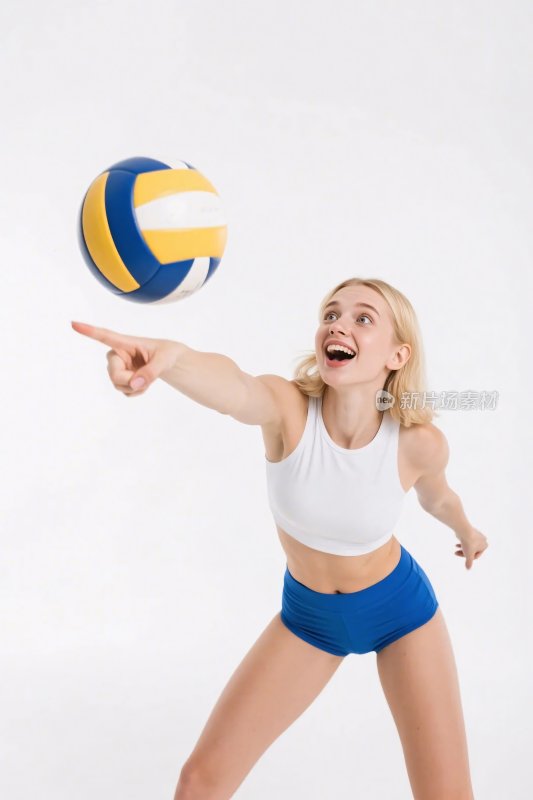 女性抛排球动作