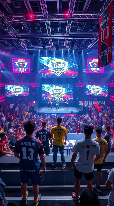 电竞比赛现场观众热情高涨选手专注竞技