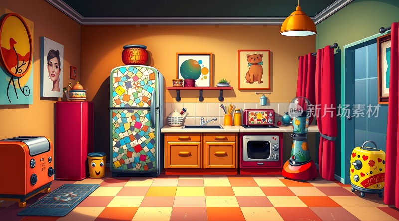 色彩斑斓的复古厨房
