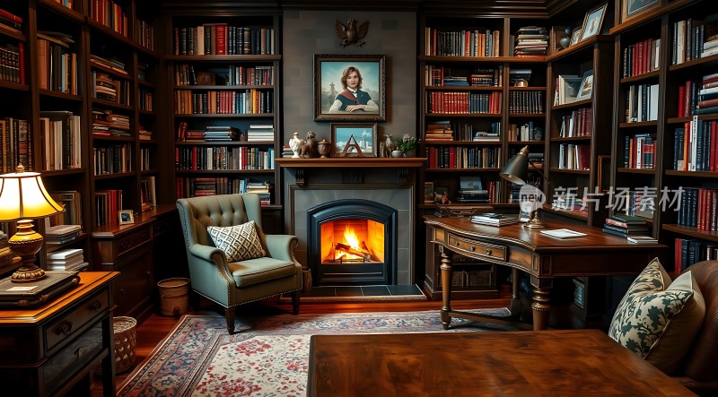 书房里的温馨夜晚