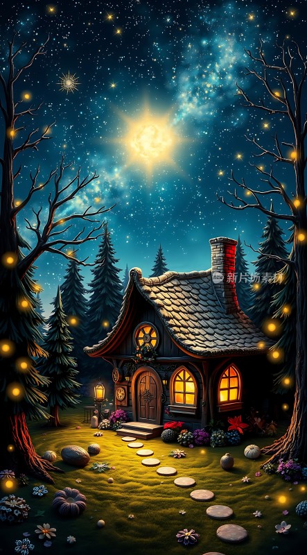 星空下的温馨小屋