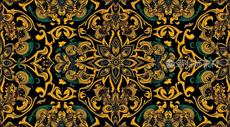 金色花卉图案背景