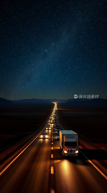 夜幕下的星河与车流
