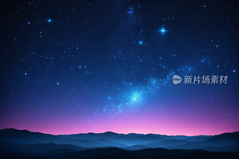 星空夜空群山繁星高清背景纹理图片