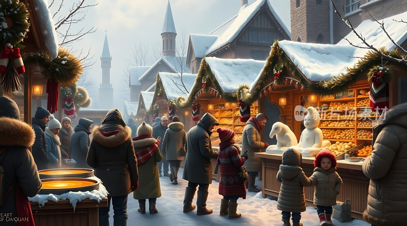 冬日集市上的温馨时光