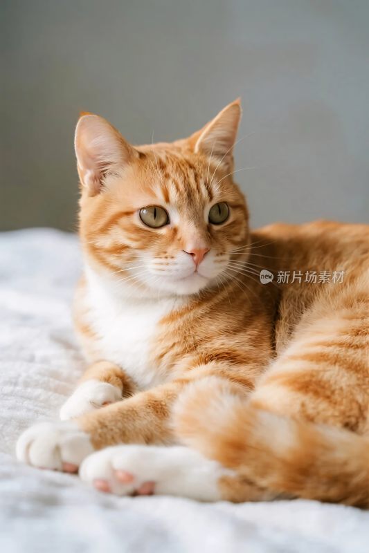 橘猫躺卧特写图