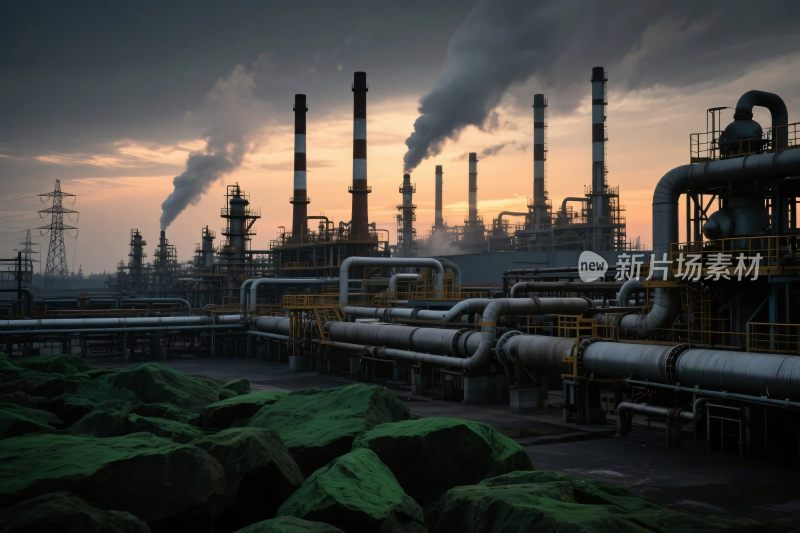 工业厂区烟囱管道景观