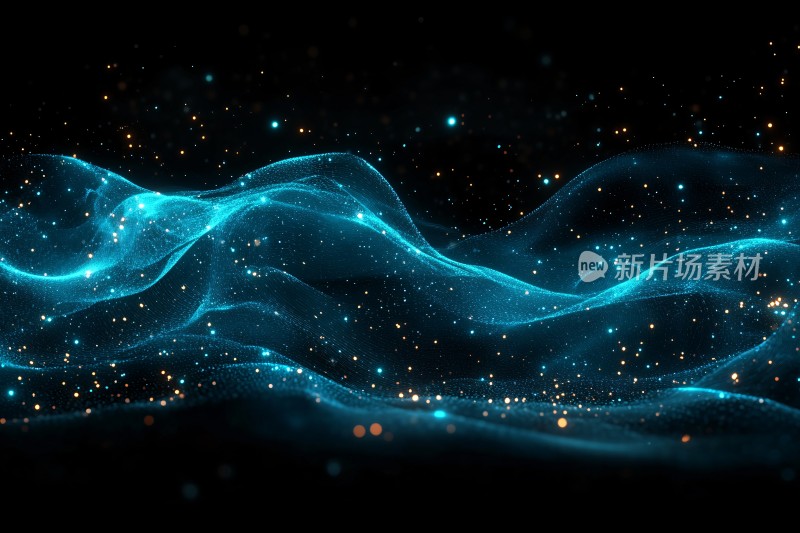 蓝色流动光效星空背景