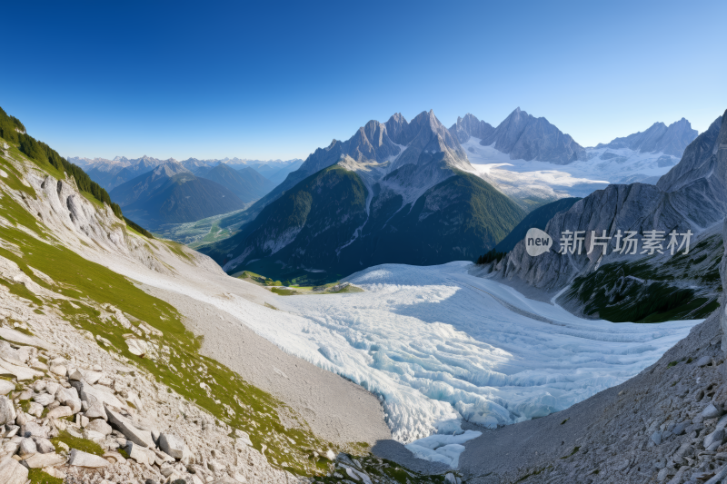 山脉冰川蓝天白云高清风景图片